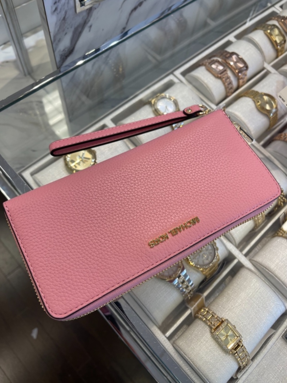 MICHAEL KORS Jet Set Travel Large Pebbled Leather Continental Wristlet Wallet Ph - Picture 10 of 16